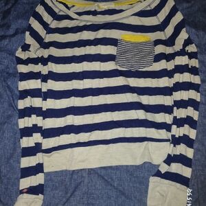 Rewind Blue and White Long Sleeve Boxy Sweatshirt